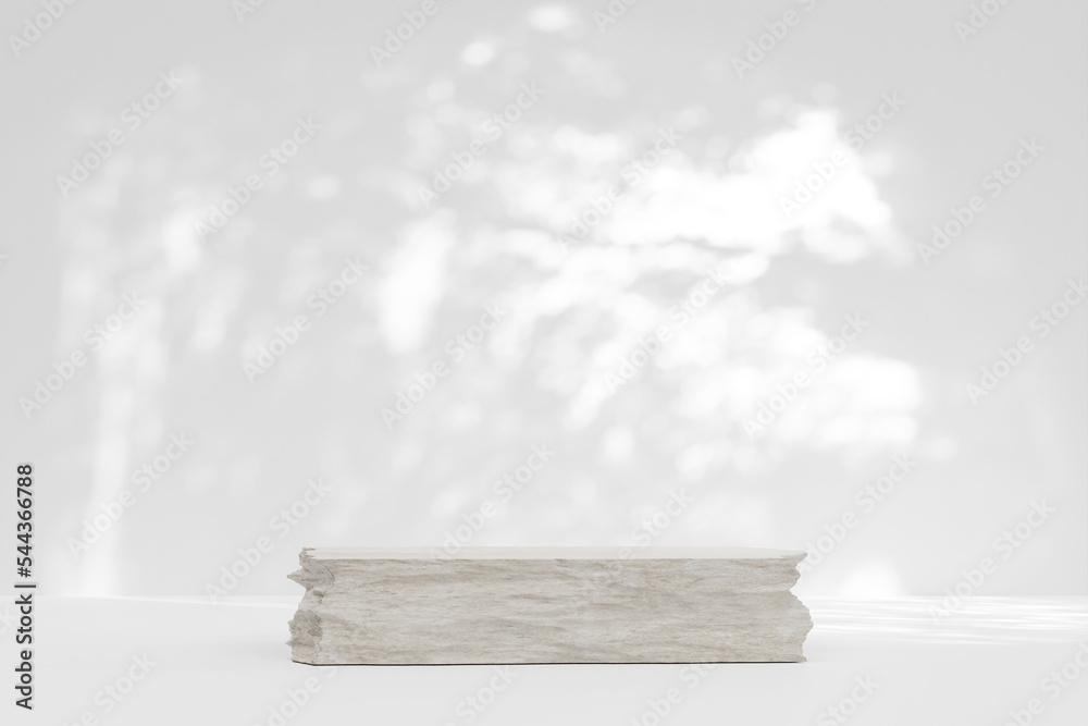 product display stone podium with shadow nature leaves on background. 3D render product display stone podium with shadow nature leaves on background. 3D render