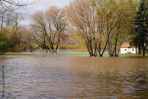 Land flooded with water due to heavy rain storms. photo