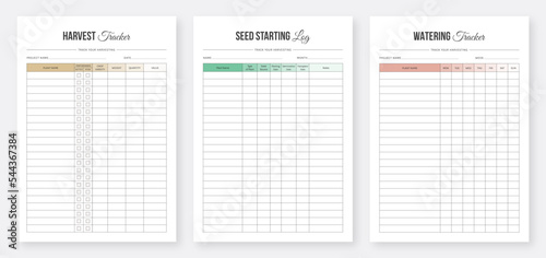 Garden Planner Template Design. Printable Gardening Planner & Journal. Garden Harvest Tracker. Seed Starting Tracker. Plant Watering Tracker. Garden Organizer & Schedule Planner. Planner Bundle Design photo