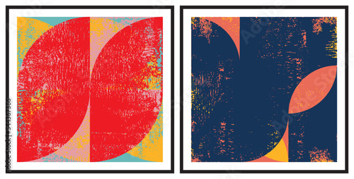 Abstract geometric poster and wall painting, graphic geometric shapes elements, living room poster, wall decoration. Modern Abstract Painting Artwork. Contemporary art.