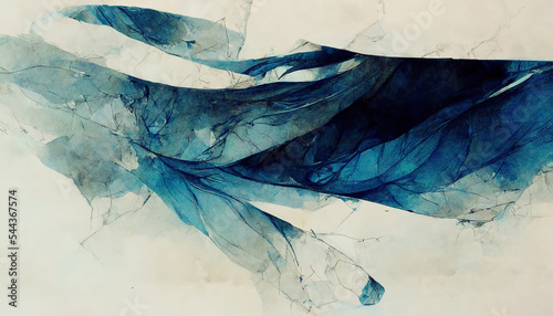 Wallpaper Mural Watercolor painting. Abstract background. Leaf print. Blue color feather texture pattern on white paper grunge collage poster. Torontodigital.ca