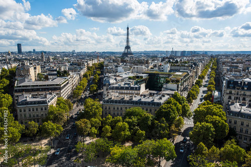 Photography Aerial view of Paris with Eiffel Tower