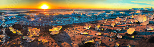 Foto Panorama of Diamond Beach, Iceland