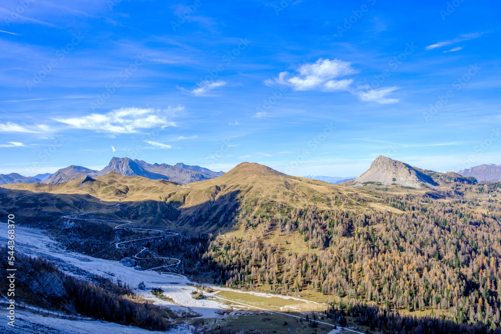Panorama sulla Val Venegia, Dolomiti, Parco Naturale Paneveggio-Pale di San Martino, Italia