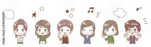 Illustrations of various women, positive expressions.
