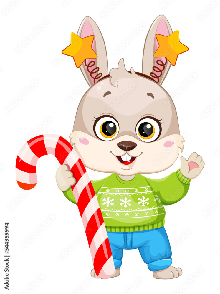 Fototapeta premium Cartoon character rabbit. Cute bunny.