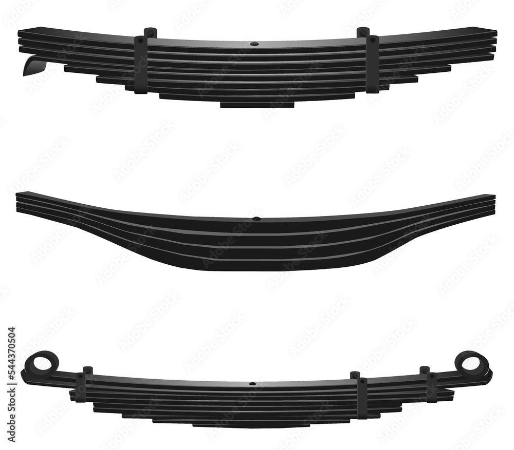 Truck leaf springs, parabolic,pickup,semi trailer, black vector