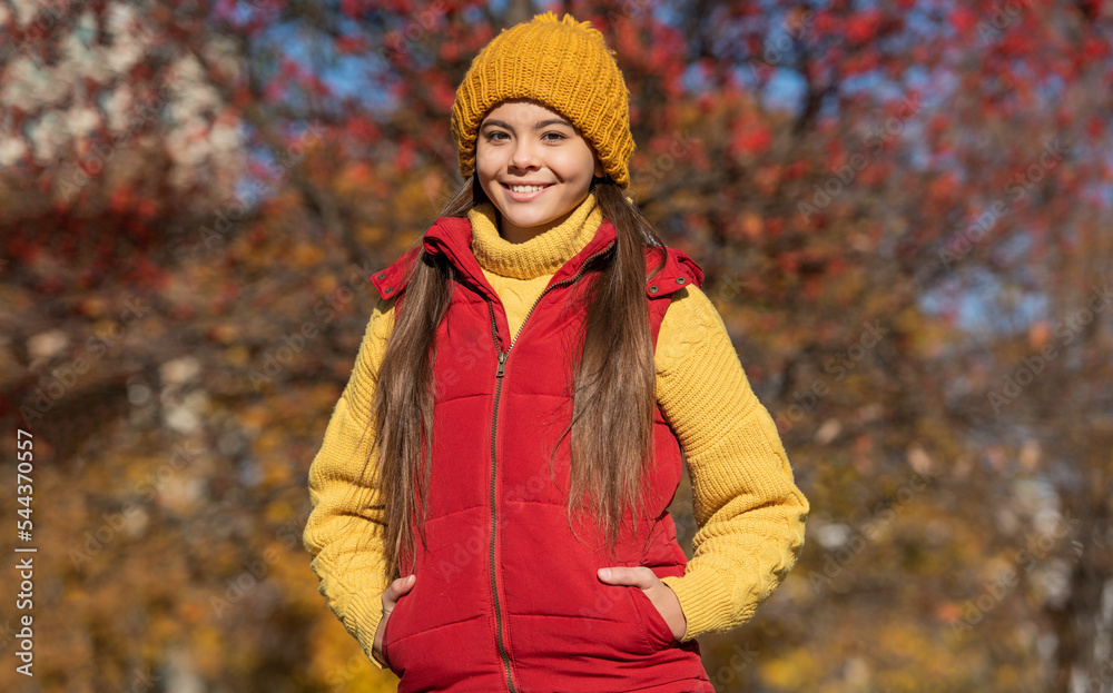 happy teen kid at school time outdoor in autumn season happy teen kid at school time outdoor in autumn season