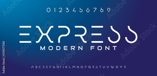 EXPRESS Innovative font typeface designed for technology. Typeface urban style fonts for technology, digital, movie, logo design.	