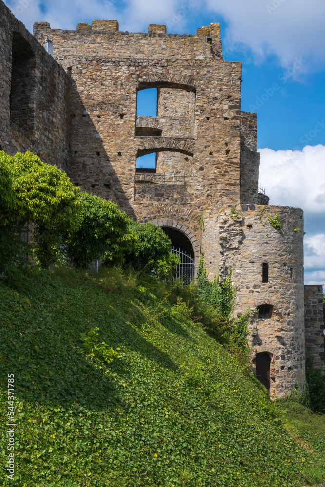 View of the ruins of Greifenstein Castle/Germany din Hesse on a sunny day