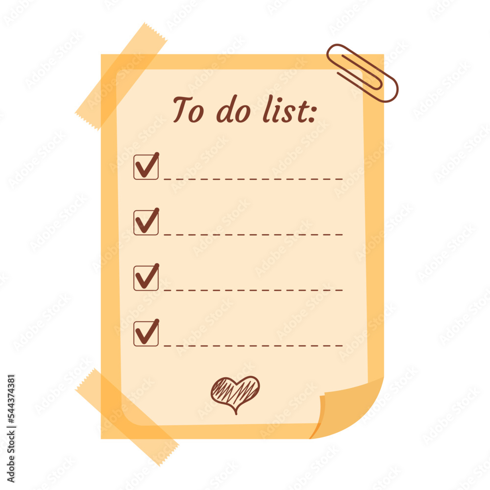 To do list note template for planning with pin and sticky tapes cozy