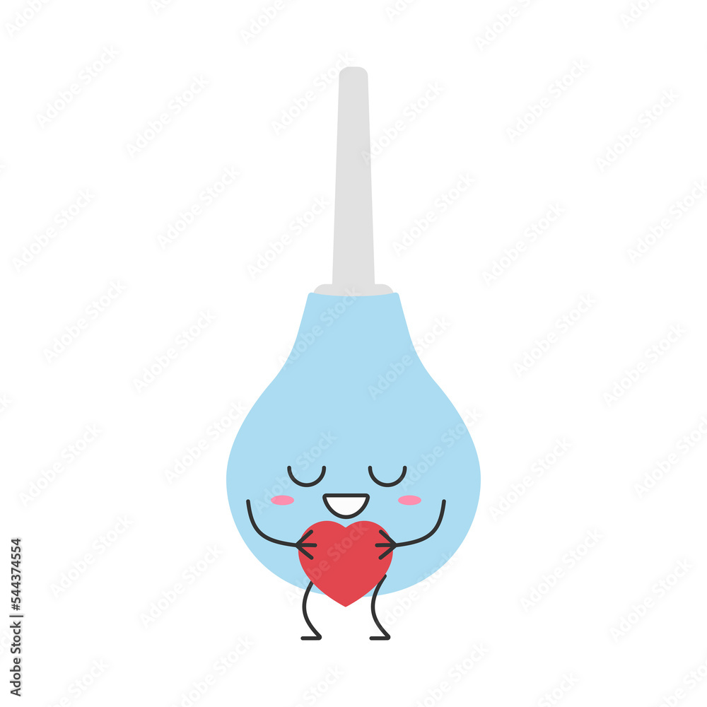 Enema character cartoon love sign heart favorite cute smiling face cheerful kawaii joy happy emotions icon vector illustration. Enema character cartoon love sign heart favorite cute smiling face cheerful kawaii joy happy emotions icon vector illustration.