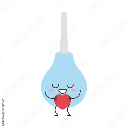 Enema character cartoon love sign heart favorite cute smiling face cheerful kawaii joy happy emotions icon vector illustration.