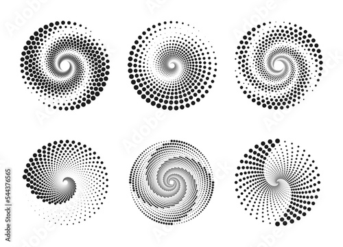 Halftone circle swirl pattern. Abstract design element for logo or backgroun.