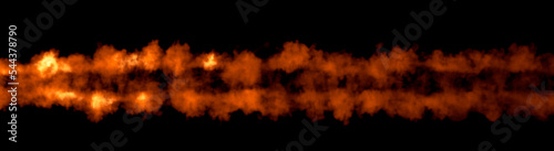 two burning fire lines on black, isolated - object 3D illustration