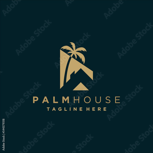Palm house logo design symbol vector template