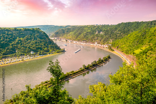 View from Loreley, Middle Rhine Valley, Germany  photo