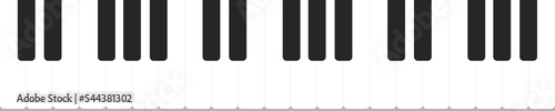 Grand piano keyboard, vector illustration. White and black synthesizer keys, 4 octaves keyboard musical instrument