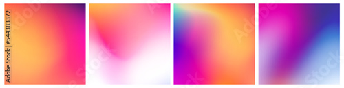 Set of Colorful Vibrant Blurred Gradients. Sleek Multicolored Vector Backgrounds