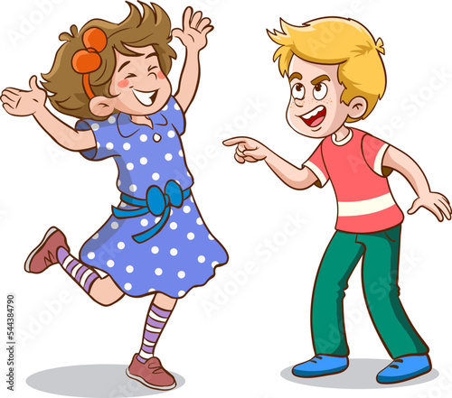 Vector Illustration Of Kid Shouting His Friend