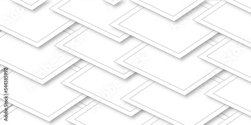 Abstract background with lines white color and vector with geometric design in illustration .soft shadow on neutral light grey textured background.3d architecture pattern design . white paper texture	