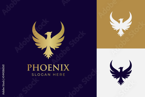 golden fly phoenix gradient logo illustration two version