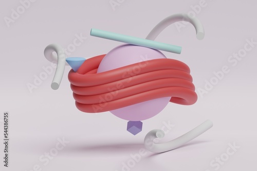 Abstract geometrical 3d rendering. Balancing or harmony concept