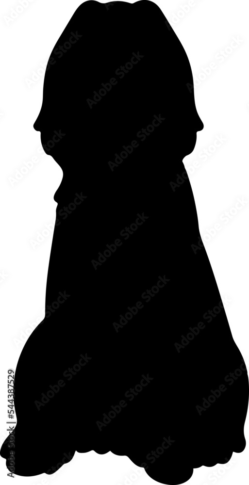 Simple and adorable Afghan Hound Silhouette sitting in front view
