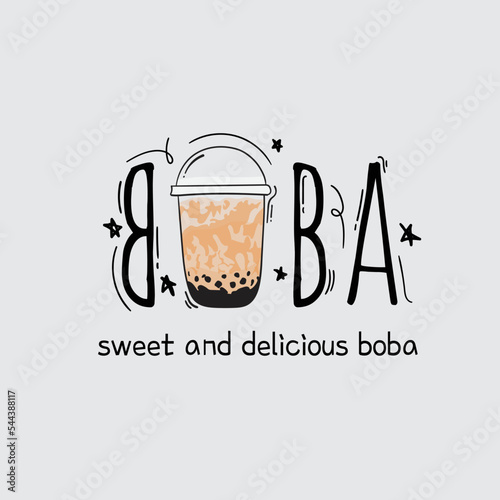 Typography design of Boba for boba drink logo design for beverage advertisement