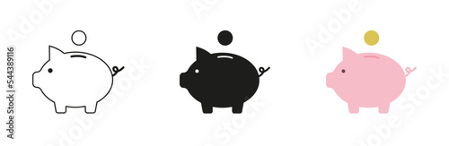 Piggy bank icon vector. Baby pig piggy bank.  Vector illustration. EPS 10
