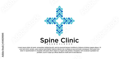 Spine clinic logo with health care medical clinic design concept