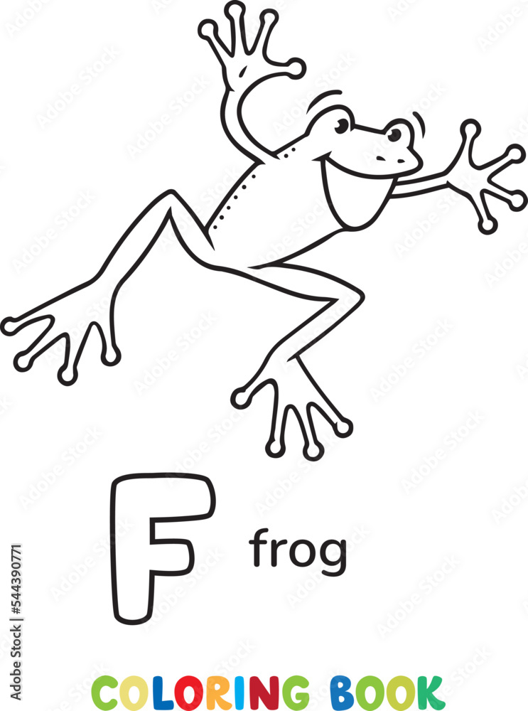 Frog. Animals ABC coloring book for kids