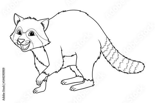 Raccoon Cartoon Animal Illustration BW