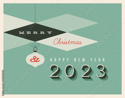 Vintage style 2023 greeting card - Vector EPS10. Grunge effects can be easily removed for a brand new, clean sign.
