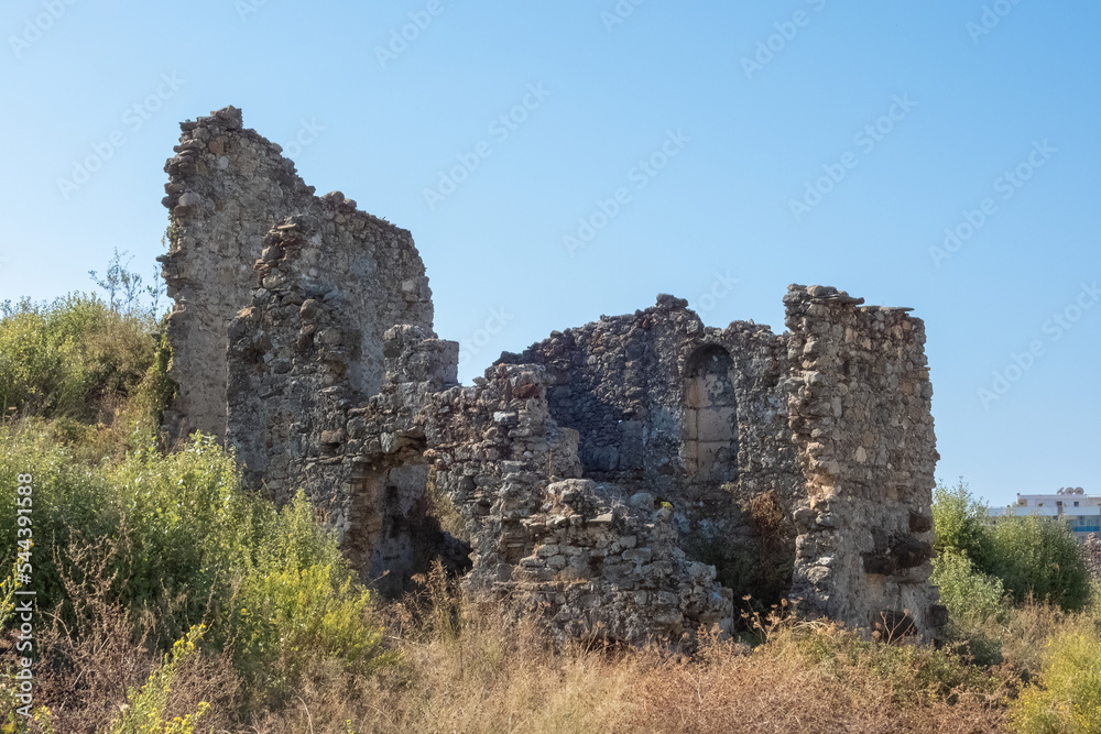 Fragment of an ancient building made of stones