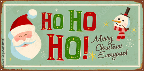 Vintage Metal Sign - Merry Christmas Everyone! - Vector EPS10. Grunge effects can be easily removed for a brand new, clean design.