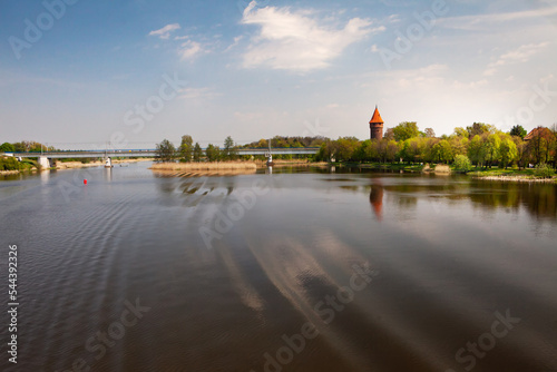Malbork Castle. Old Historical Teutonic fortress landmark on Nogat river at summer day in Poland Europe.