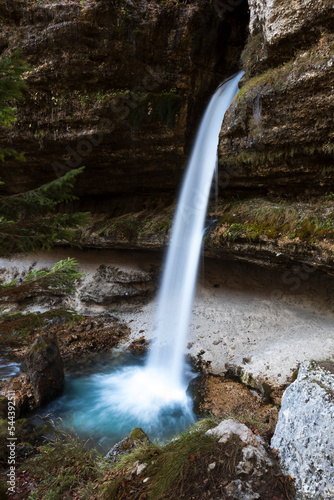 Beautiful Mountain Waterfall in Alps - Upper Small Pericnik Cascade one of Travel Destinations in Gorenjska Region Slovenia