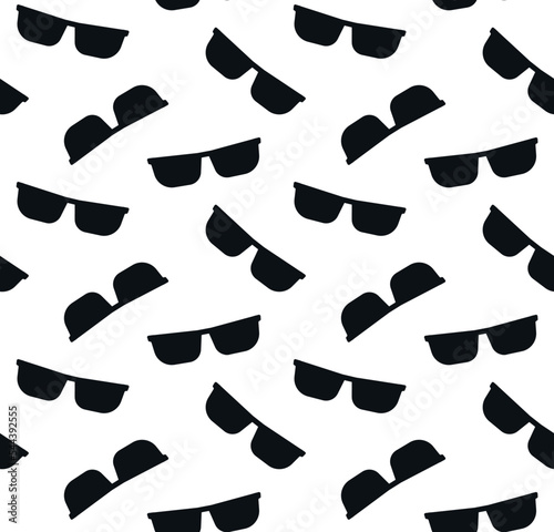 Vector seamless pattern of flat glasses silhouette isolated on white background