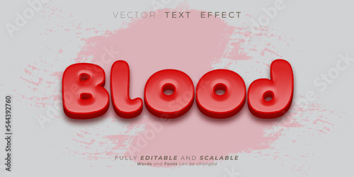 Editable text effect red Blood 3d effect text style concept photo