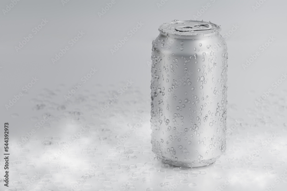 Realistic mock up aluminum can,cloud and droplet condensation,on white background,beverage,water,energy drink,beer,juice,alcohol and soda,fresh water drops,for advertising,3d rendering illustration Realistic mock up aluminum can,cloud and droplet condensation,on white background,beverage,water,energy drink,beer,juice,alcohol and soda,fresh water drops,for advertising,3d rendering illustration