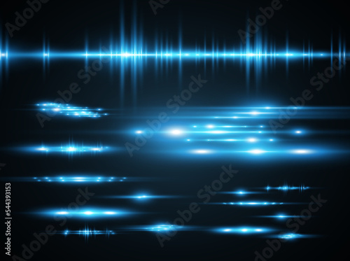 Light blue vector special effect. Glowing beautiful bright lines on a dark background. 