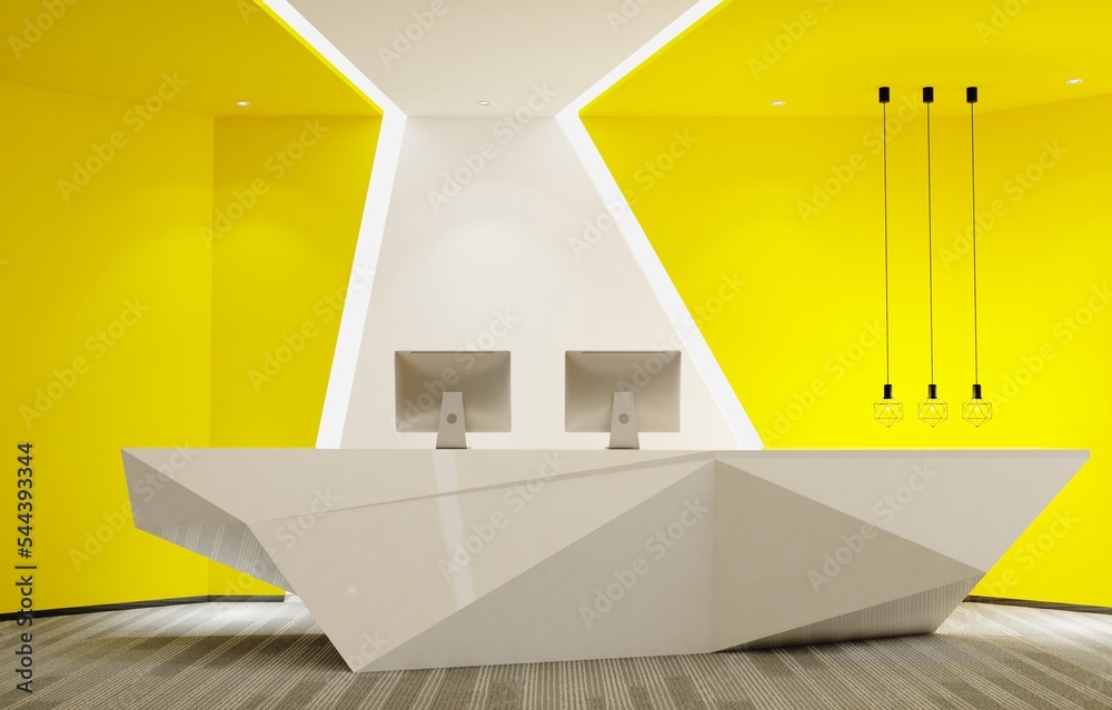 Front View Of A White Reception Desk Standing In Front front-view-of-a-white-reception-desk-standing-in-front