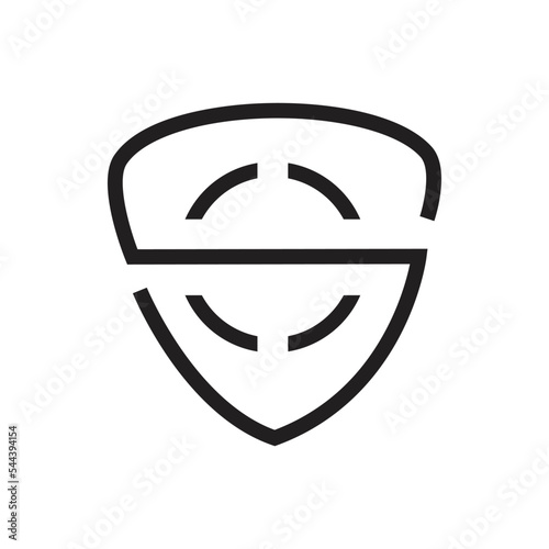 alphabet letter shield protection s walnut brain simplistic logo vector illustration