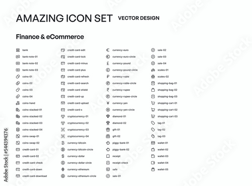80 Finance and Commerce icon pack symbol template design collection. Set of flat signs and symbols for web and apps.