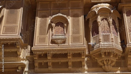 Intricate carvings and artwork at Patwon ki Haveli mansion, old haveli made of sandstone in Rajasthan photo