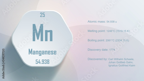 Modern periodic table element Manganese 3D Vector Illustration