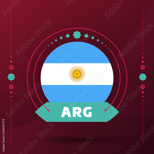 argentina flag for 2022 world Qatar football cup tournament. isolated National team flag with geometric elements for 2022 soccer or football Vector illustration