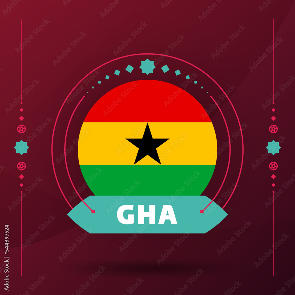 ghana flag for 2022 world Qatar football cup tournament. isolated National team flag with geometric elements for 2022 soccer or football Vector illustration ghana flag for 2022 world Qatar football cup tournament. isolated National team flag with geometric elements for 2022 soccer or football Vector illustration