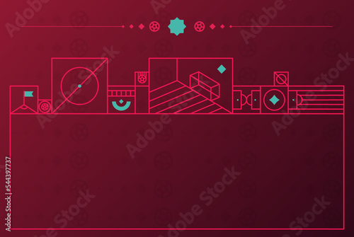 World football 2022 qatar, cup social media background. Vector illustration Football soccer2022 horizontal pattern background or banner, card, website. burgundy color.